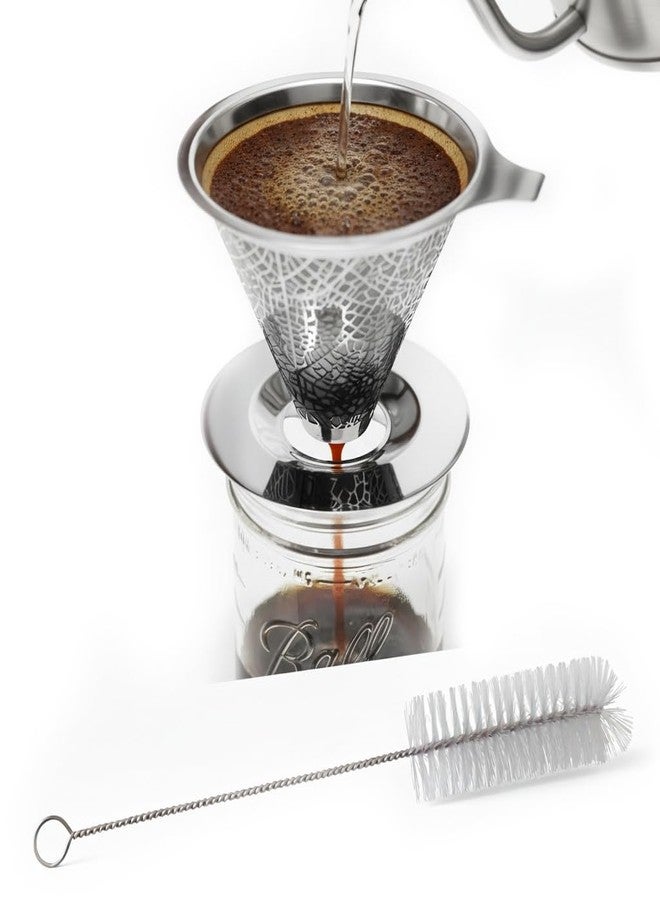 Yitee Reusable Stainless Steel Pour Over Drip Coffee Filter for Mason Jars,Fits Wide Mouth & Regular Jars, Manual Brew Coffee Dripper,No Paper Filters Needed,Rustproof,Dishwasher Safe - Image 5