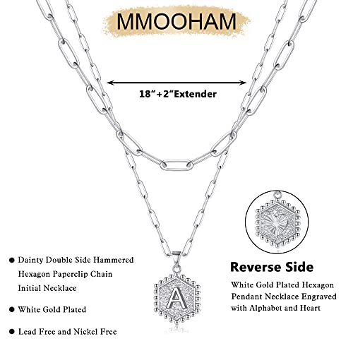M MOOHAM Dainty Silver Necklaces for Women - Letter Initial A Necklace Choker Necklace Silver Layered Necklaces for Women Set - Image 5