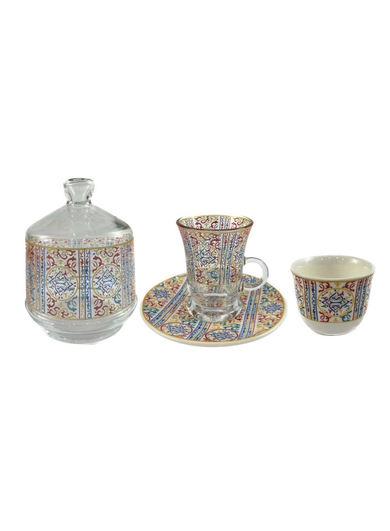 Homemaker 20-Piece Tea Set – Porcelain Coffee Cups & Tea Saucers, Glass Tea Glasses & Sugar Bowl – Elegant Tea and Coffee Set for Any Occasion - Image 2