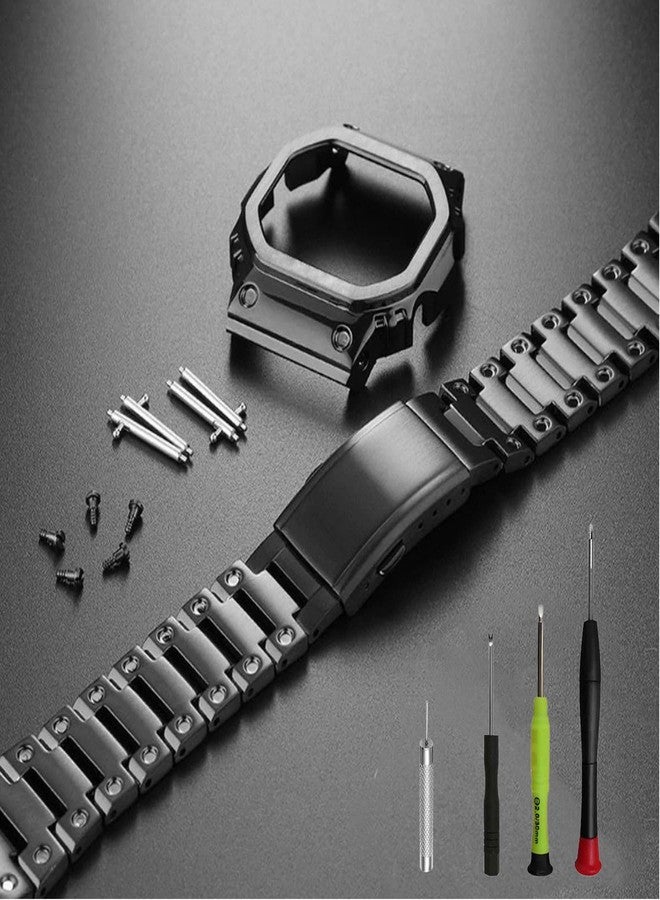 LDDAL 316L Stainless Steel Watch Band and Bezel Compatible with Casio GWM-5610 Watch Mod Kit Replacement (black) - Image 4