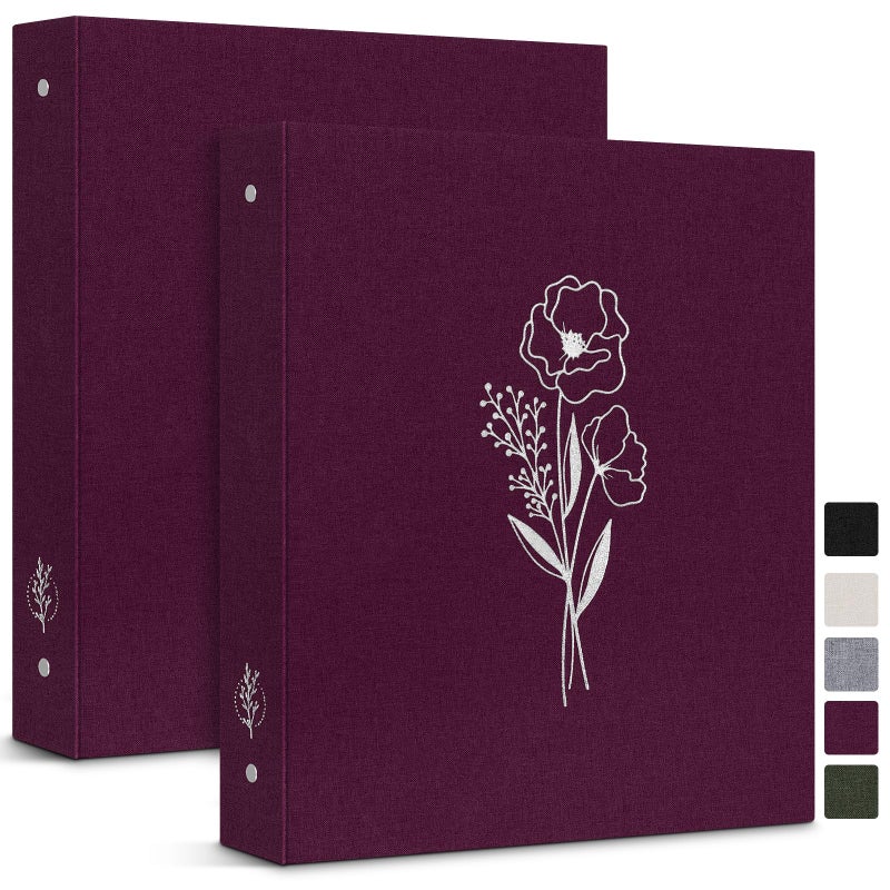 Lanpn Aesthetic A5 6 Ring Binder 2 Packs, Linen Hardcover 0.75 inch Small Round Rings Photocard Folder Holder Planner Fits A5 Paper for Office School Journaling Collections (Purple) - Image 1