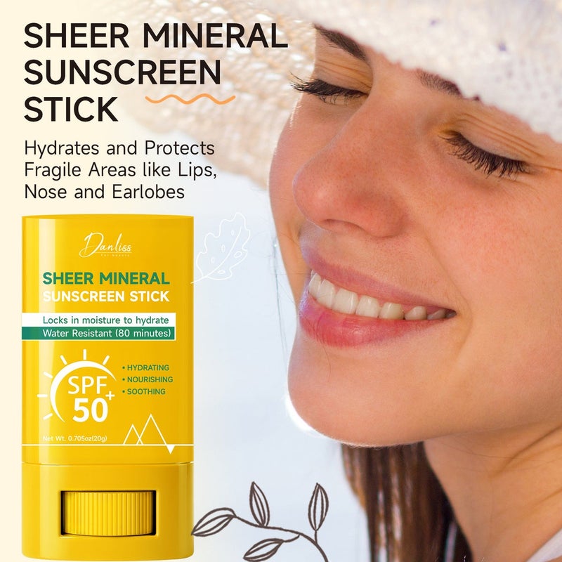 Danliss Sheer Mineral Sunscreen Stick SPF 50 - Waterproof, Moisturizing, Hydrating, Nourishing, Soothing - Portable Outdoor Skin  Care - Image 2