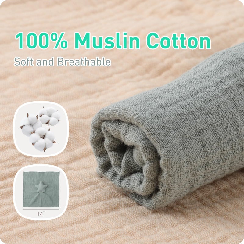 Knirose Muslin Cotton Star Loveys Soft & Breathable Newborn Security Blanket, Perfect Present for Baby Newborns, Toddlers Boy Girl, Gender Neutral. Muslin Fabric for Comfortable Sleep & Play - Image 5