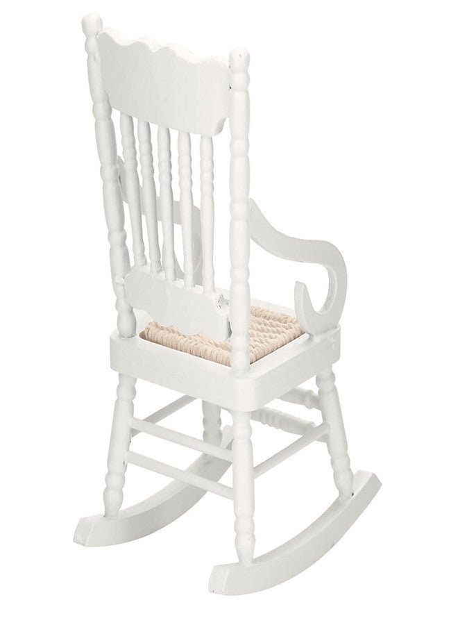 HEITIGN Dollhouse Miniature Rocking Chairs 1 12 Scale Dollhouse Furniture, Wooden Rocketing Dining Chairs for Doll House Living Room Decorations(White) - Image 3