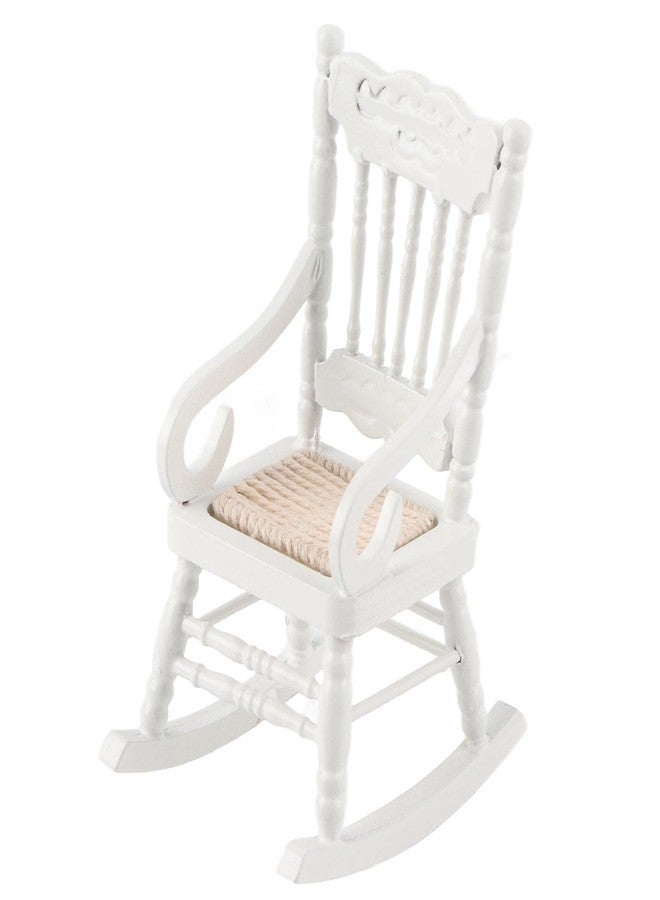 HEITIGN Dollhouse Miniature Rocking Chairs 1 12 Scale Dollhouse Furniture, Wooden Rocketing Dining Chairs for Doll House Living Room Decorations(White) - Image 1