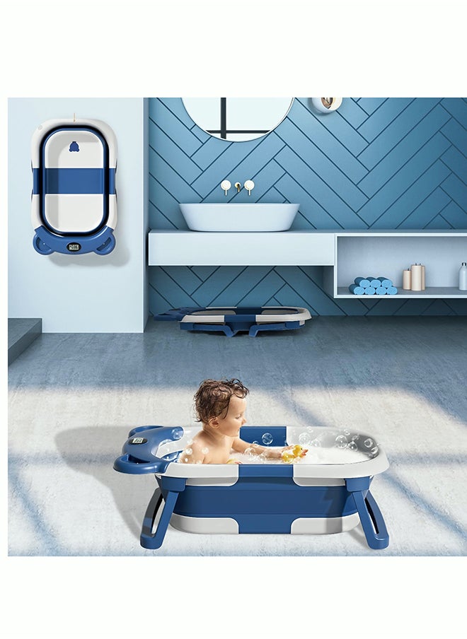 Foldable Collapsible Baby Bathtub With Real-Time Temp Monitor Floating Cushion, 0 - 36 Months