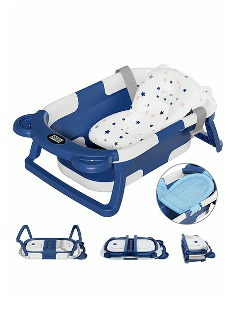 Foldable Collapsible Baby Bathtub With Real-Time Temp Monitor Floating Cushion, 0 - 36 Months