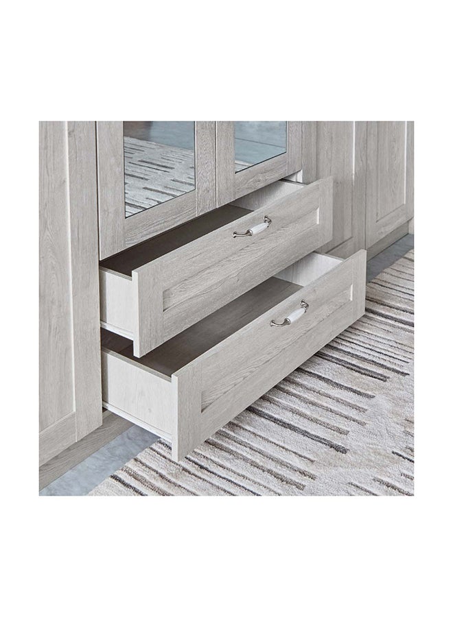 Brooklyn 6-Door Wardrobe with 2 Drawers and Mirror 240 x 220 x 55 cm