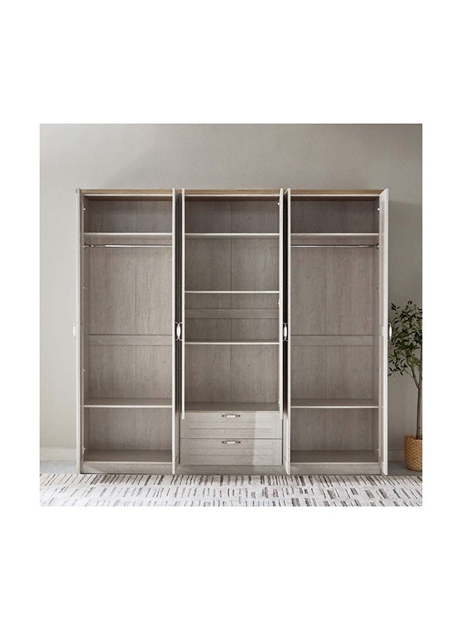 Brooklyn 6-Door Wardrobe with 2 Drawers and Mirror 240 x 220 x 55 cm