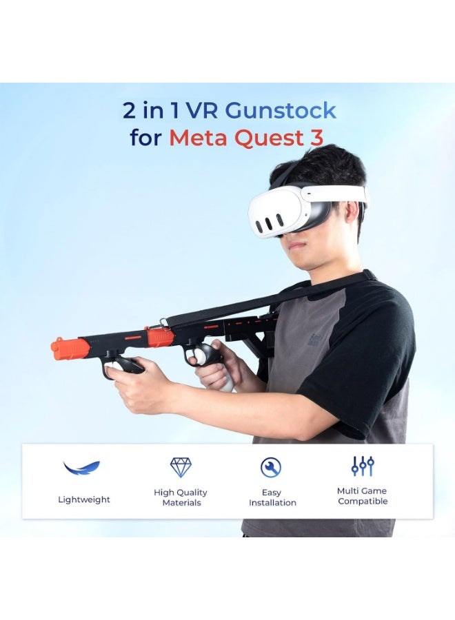 STARTRC GAMES Magnetic VR Machine Gun/Pistol Model Controller Holder for Meta Quest 3S / Quest 3 Handle Quick Release Gunstock Bracket Stand for Oculus Quest 3S Shooting Game Accessories(Black) - Image 2