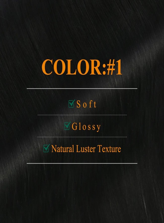 Easyouth Tape in Hair Extensions Human Hair Black Hair Extensions Tape in Jet Black Invisible Tapes in Human Hair Extension for Short Hair 30G 20Pcs 12 Inch - Image 2