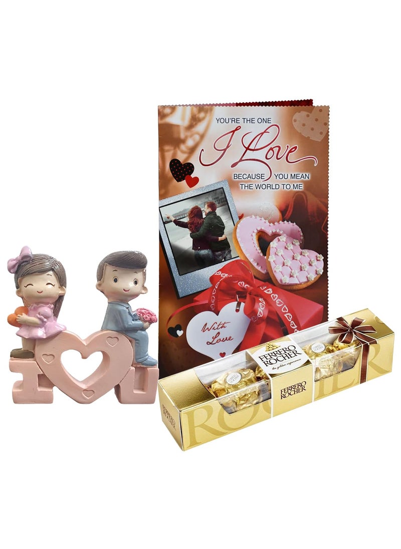 Saugat Traders - Saugat Traders Valentine Day Gift for Girlfriend, Boyfriend - Couple Showpiece, Greeting Card and Chocolate - Anniversary - New Year - Love Gift - Image 1