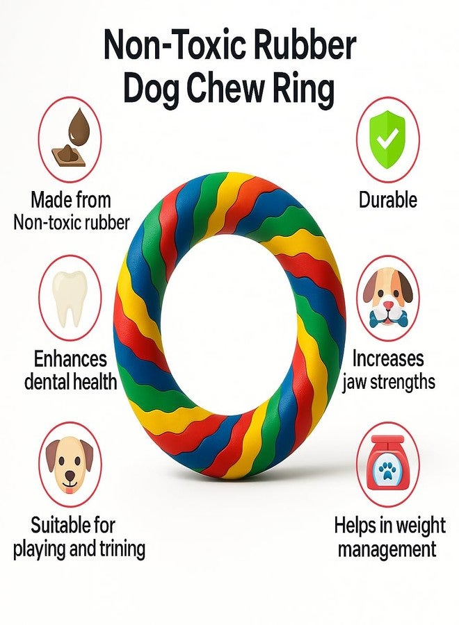 swacch لعبة رمي حلقات مطاطية صغيرة للكلاب | لعبة مضغ حلقات مطاطية | لعبة تفاعلية لتنظيف الأسنان واللعب والتدريب - Image 3