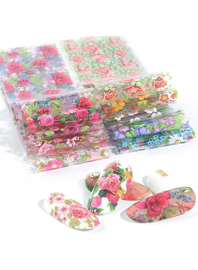 JERCLITY 150 Pieces Nail Art Foil Transfer Sticker Set Marbling Flower Leopard Print Nail Polish Foil Adhesive Decals for Women Girls DIY Nail Art Decoration(1.57inchs*7.87inchs ) - Image 4