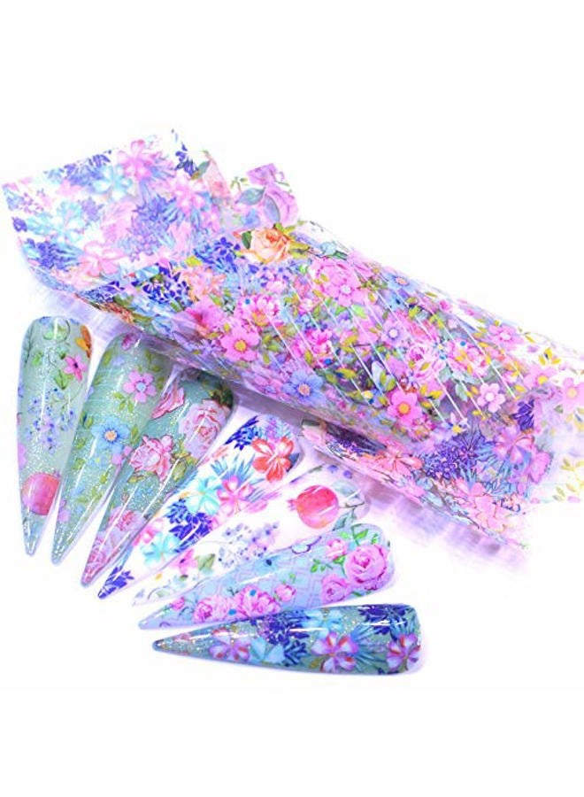 JERCLITY 150 Pieces Nail Art Foil Transfer Sticker Set Marbling Flower Leopard Print Nail Polish Foil Adhesive Decals for Women Girls DIY Nail Art Decoration(1.57inchs*7.87inchs ) - Image 5
