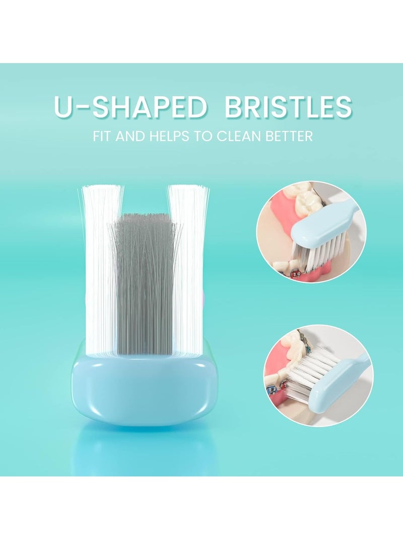 SYOSI 10pcsToothbrush for Braces U-Shaped Orthodontic Toothbrush for Braces Soft Bristle Brush 4pcs with L Interdental Brush - Image 2