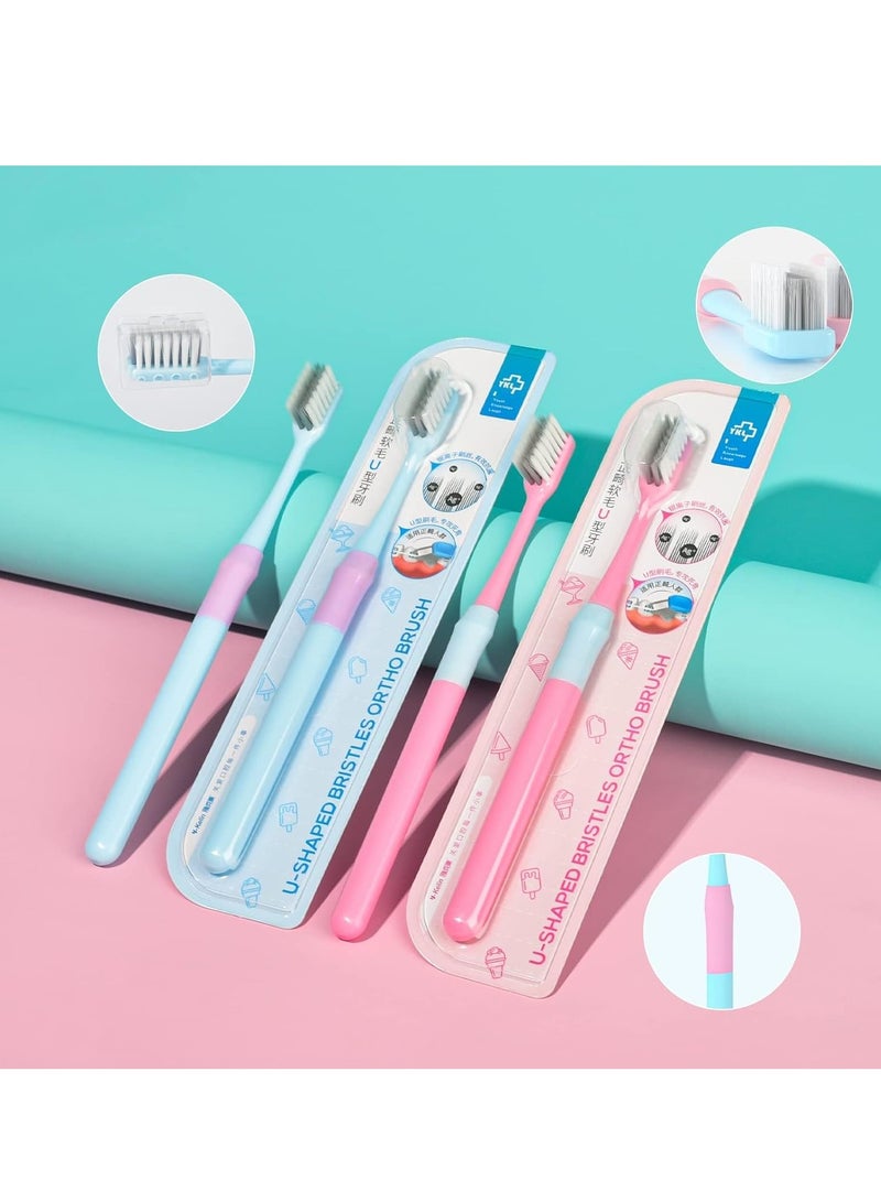 SYOSI 10pcsToothbrush for Braces U-Shaped Orthodontic Toothbrush for Braces Soft Bristle Brush 4pcs with L Interdental Brush - Image 4
