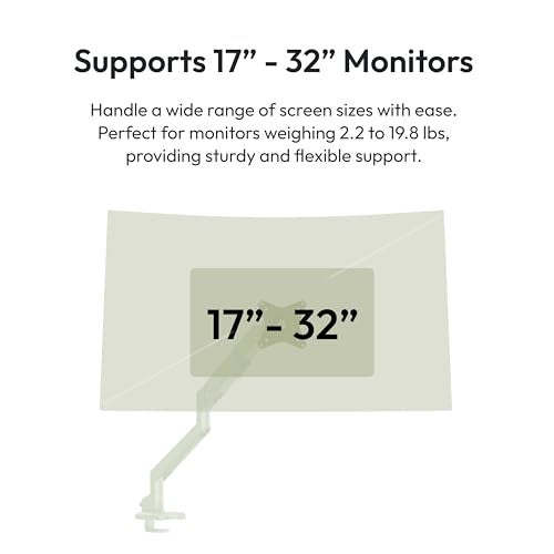 Pixio PS1S Wave Mint Green Single Monitor Arm Stand Desk Mount Fits up to 32 inches Monitors and up to 198lbs VESA Compatibility and Integrated Cable Management - Image 3