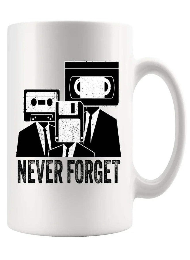 Panvola Never Forget Cassette Tape VHS Vintage 80s 90s Movie Music Lover Gifts Retro Old School Funny Novelty Drinkware Ceramic Mug 11 oz White - Image 1