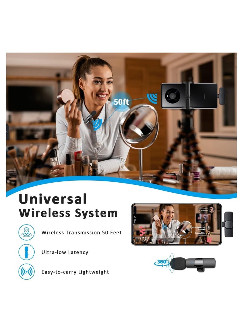 Generic - Wireless Lavalier Microphones for iPhone, 2.4Ghz Plug and Play, with 2 Noise Reduction Clip Microphones, YouTube Facebook Live Stream TikTok Vlog Video Recording - Image 1