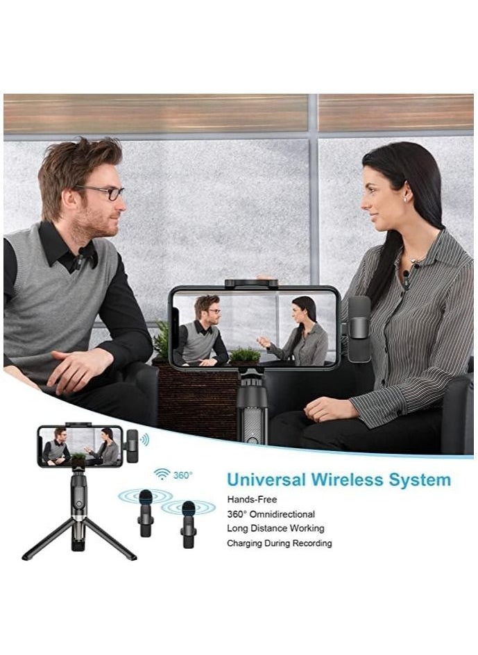 Generic - Wireless Lavalier Microphones for iPhone, 2.4Ghz Plug and Play, with 2 Noise Reduction Clip Microphones, YouTube Facebook Live Stream TikTok Vlog Video Recording - Image 1