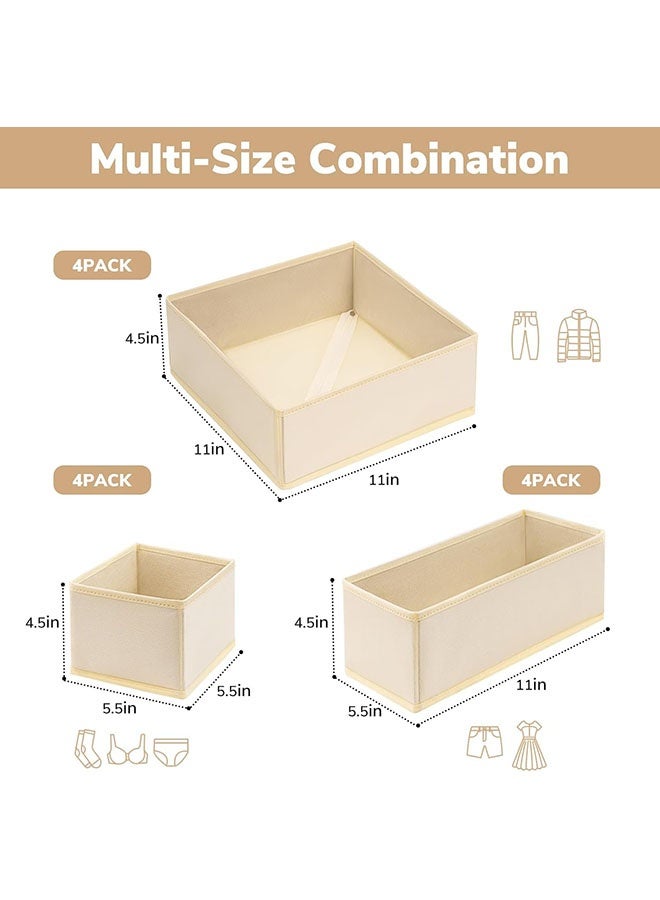 YelaJoy Drawer Organizer for Clothes, 12 Pack Dresser Drawer Organizer Bins, Foldable Clothing Dividers and Closet Organizer for Baby Clothing,Underwear, Beige - Image 2
