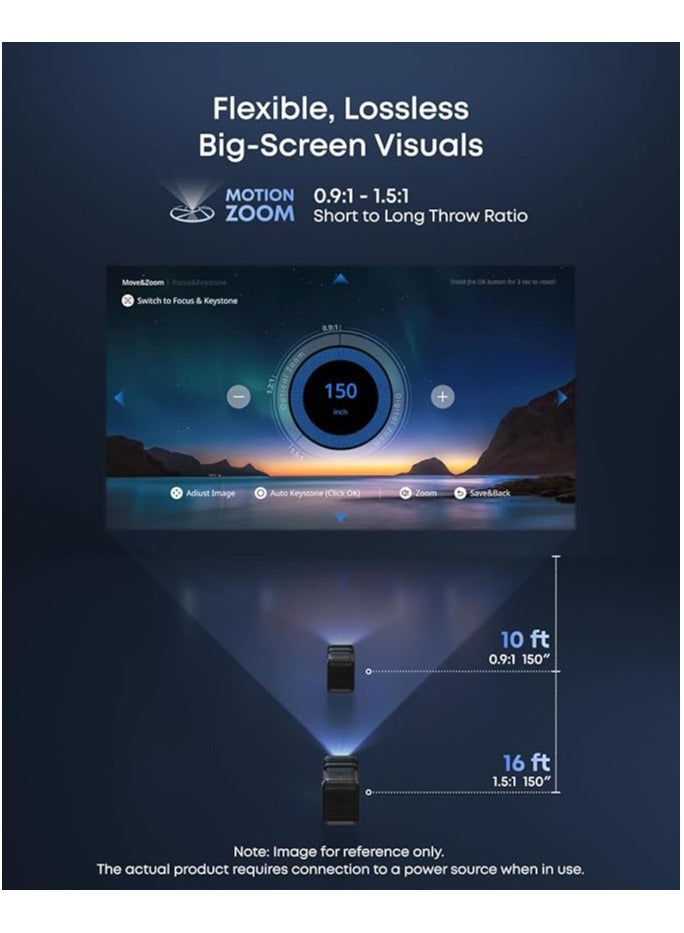 نيبولا بروجيكتور ليزر ثلاثي X1 بدقة 4K، 3,500 لومن ANSI، تباين 56,000:1، صوت ستيريو 40 واط، زوم بصري 0.9-1.5، ذكاء اصطناعي ذكي، رؤية دولبي، شاشة 300 بوصة، جيمبال ميكرو مدمج، GTV، مقبض - Image 5