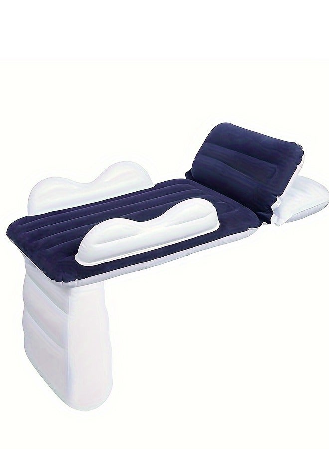 Generic Portable Waterproof Inflatable Travel Bed, Airplane Seat Extender for Cars, Trains, and Outdoor Use, Lightweight Design with Manual Air Pump and Carry Bag Set - Blue PVC, Under 220.46LB Capacity - Image 1