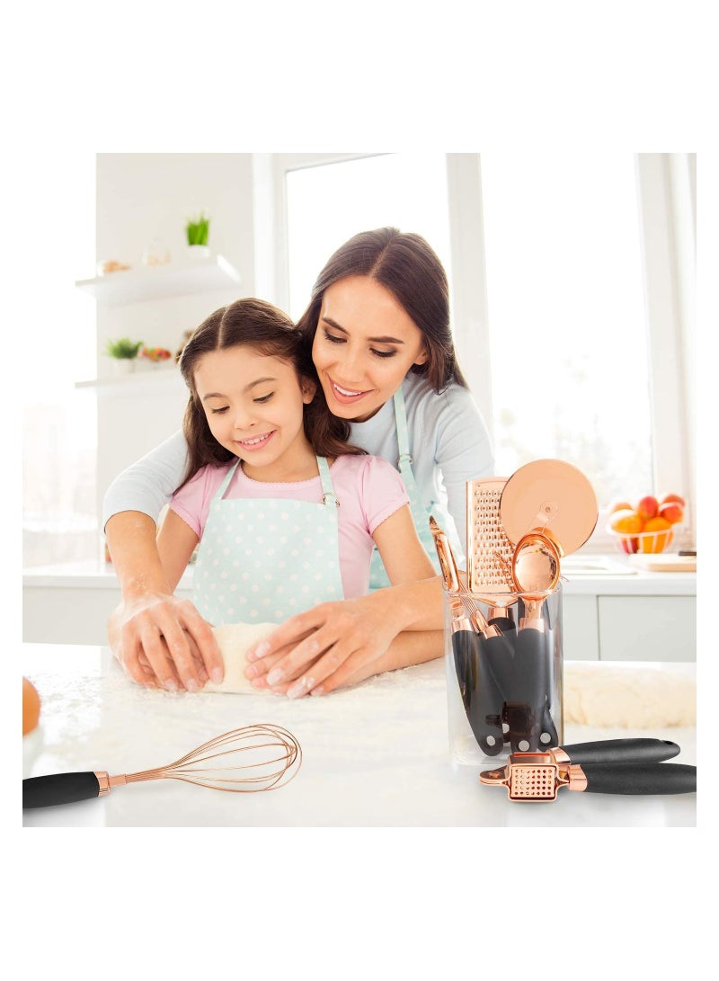 Arabest 7-Piece Kitchen Gadget Set Copper Coated Stainless Steel Appliances with Soft Touch Nylon Black Handles (Black) - Image 4