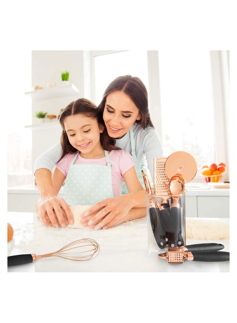 Arabest 7-Piece Kitchen Gadget Set Copper Coated Stainless Steel Appliances with Soft Touch Nylon Black Handles (Black)  - Image 5