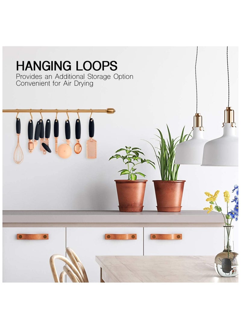 Arabest 7-Piece Kitchen Gadget Set Copper Coated Stainless Steel Appliances with Soft Touch Nylon Black Handles (Black)  - Image 3