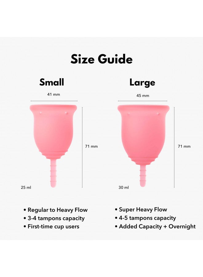 Lena Lena Menstrual Cup | Reusable Beginner Period Cup | 12h Wear | Tampon, Pad, and Period Disc Alternative | Capacity of 3 Super Tampons | HAS or FSA Eligible | BPA Free Silicone Cup (Pink, Small) - Image 4