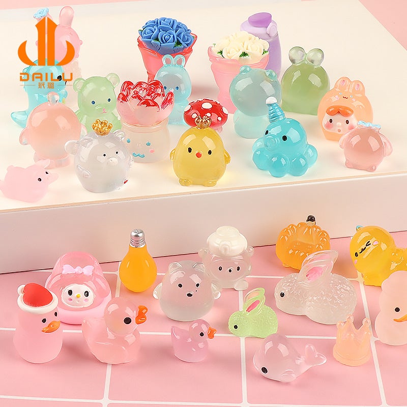 New Cartoon Luminous Three-Dimensional Animal Handmade Three-Dimensional Stickers Cream Glue Diy Material Resin Accessories - Image 4