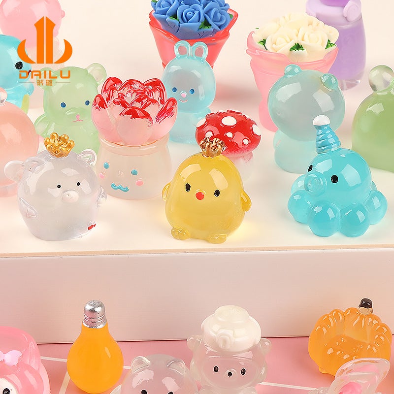 New Cartoon Luminous Three-Dimensional Animal Handmade Three-Dimensional Stickers Cream Glue Diy Material Resin Accessories - Image 2