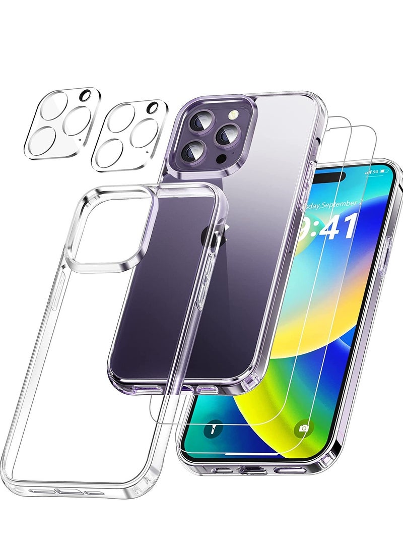 ELTRAZONE Protective Clear Case for iPhone 14 Pro Max 6.7 Inch [5 in 1] Military Grade Transparent Phone Case with 2pcs Tempered Glass Screen Protectors & 2pcs Camera Protectors Shockproof(Crystal Clear) - Image 1
