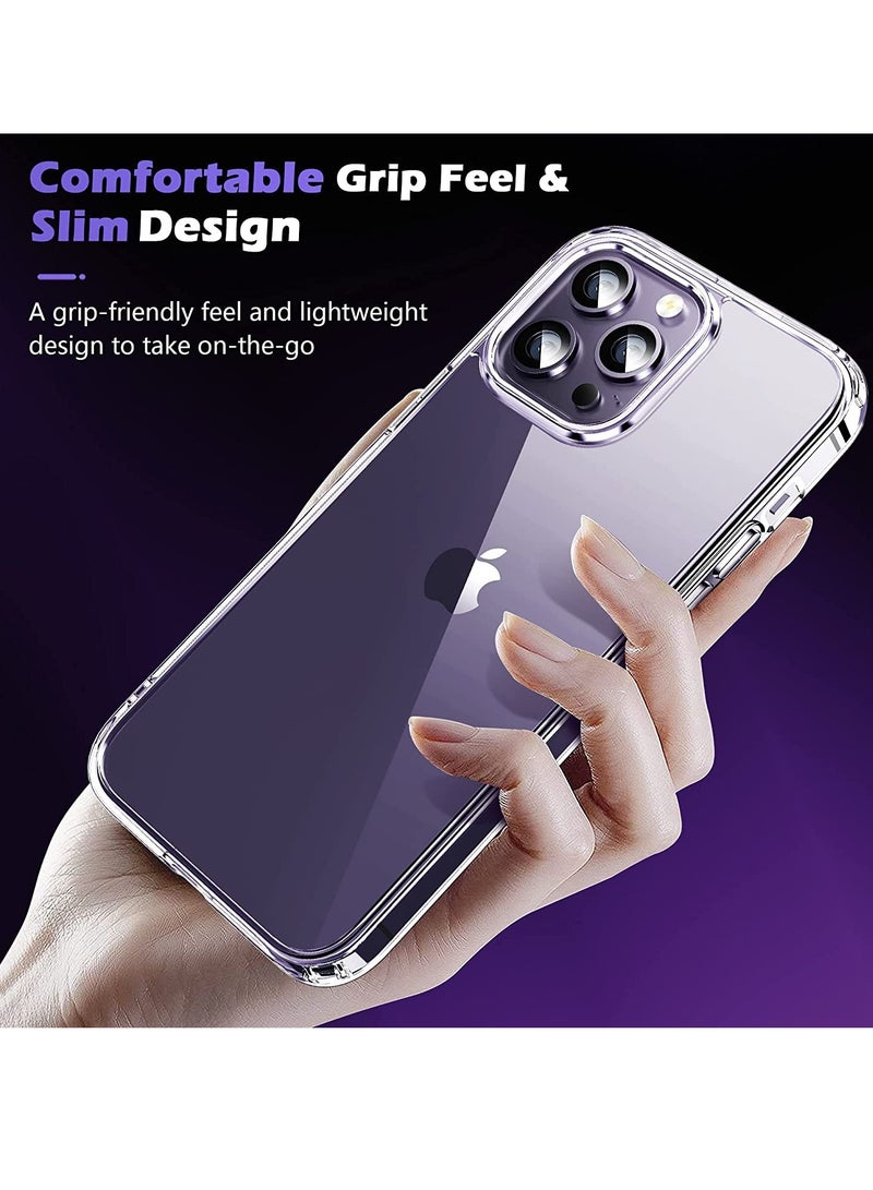 ELTRAZONE Protective Clear Case for iPhone 14 Pro Max 6.7 Inch [5 in 1] Military Grade Transparent Phone Case with 2pcs Tempered Glass Screen Protectors & 2pcs Camera Protectors Shockproof(Crystal Clear) - Image 5
