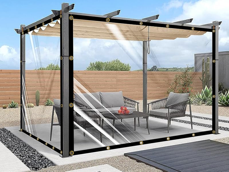 GREEN DECOR Waterproof Transparent Clear PVC Tarps Canopy Cover with Rust-Proof Eyelet & Polyester Band Used for Indoor and Outdoor Area for Dust, Ac, Wind & Rain(6 X 20 Feet, Pack of 1 Piece - Image 1