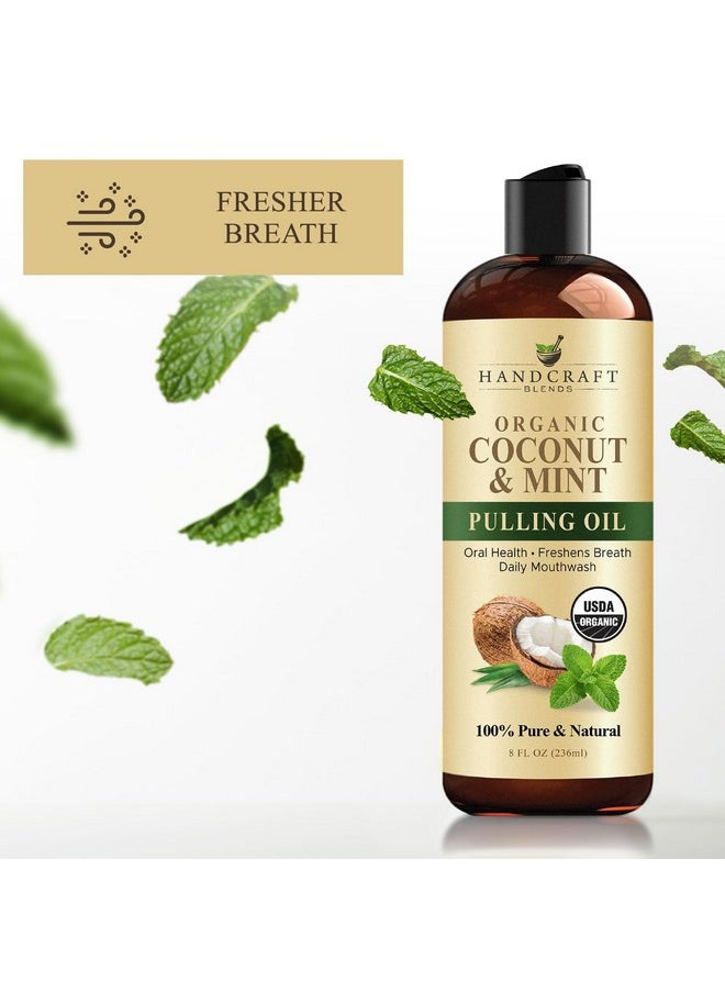 handcraft Blends - Handcraft Coconut Oil Pulling For Teeth And Gums With Peppermint Oil - Organic Coconut Oil Pulling Oil Mouthwash For Fresh Breath, Oral Health And Cleaner Teeth And Gums - 8 Fl Oz - Image 1