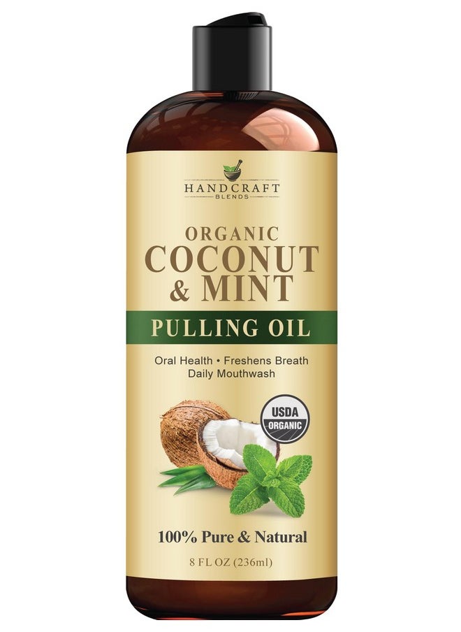 handcraft Blends - Handcraft Coconut Oil Pulling For Teeth And Gums With Peppermint Oil - Organic Coconut Oil Pulling Oil Mouthwash For Fresh Breath, Oral Health And Cleaner Teeth And Gums - 8 Fl Oz - Image 1