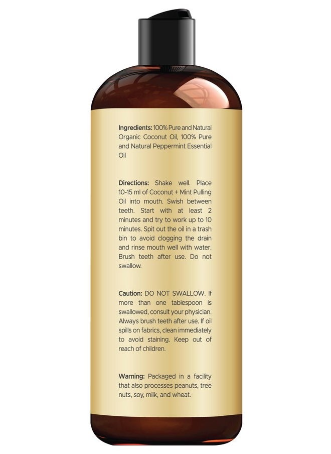 handcraft Blends - Handcraft Coconut Oil Pulling For Teeth And Gums With Peppermint Oil - Organic Coconut Oil Pulling Oil Mouthwash For Fresh Breath, Oral Health And Cleaner Teeth And Gums - 8 Fl Oz - Image 1