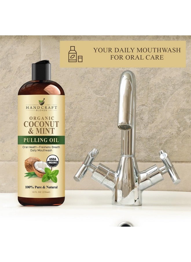 handcraft Blends - Handcraft Coconut Oil Pulling For Teeth And Gums With Peppermint Oil - Organic Coconut Oil Pulling Oil Mouthwash For Fresh Breath, Oral Health And Cleaner Teeth And Gums - 8 Fl Oz - Image 1