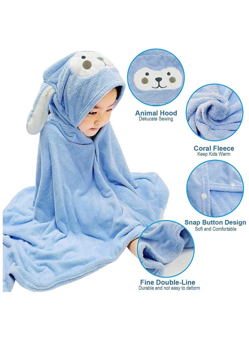 NNEWVANTE Baby Bath Towel Hooded Ultra Soft Towel Highly Absorbent Bathrobe Blanket Toddlers Shower Gifts for Boys Girls-Extra Large 28" x 55" (Blue) - Image 3