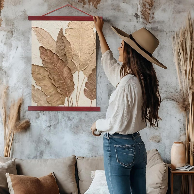 Artmag Magnetic Poster Hanger Frame, 17x22 17x24 17x31 Light Wood Wooden Magnet Canvas Artwork Print Poster Hangers Frames Hanging Kit (Mahogany, 17") - Image 5