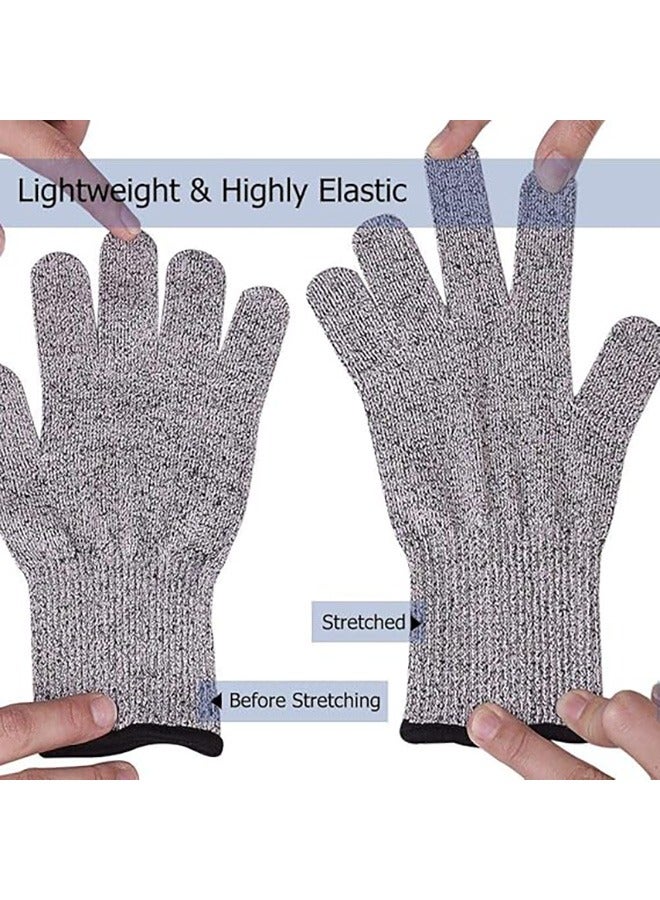 2 Pairs Cut Resistant Gloves,  High Performance Level 5 Protection for Kitchen, Premium Durable Safety Anti Cutting Gloves for Mandolin Slicing, Meat Cutting,Wood Carving (Size: M+L)  - Image 2
