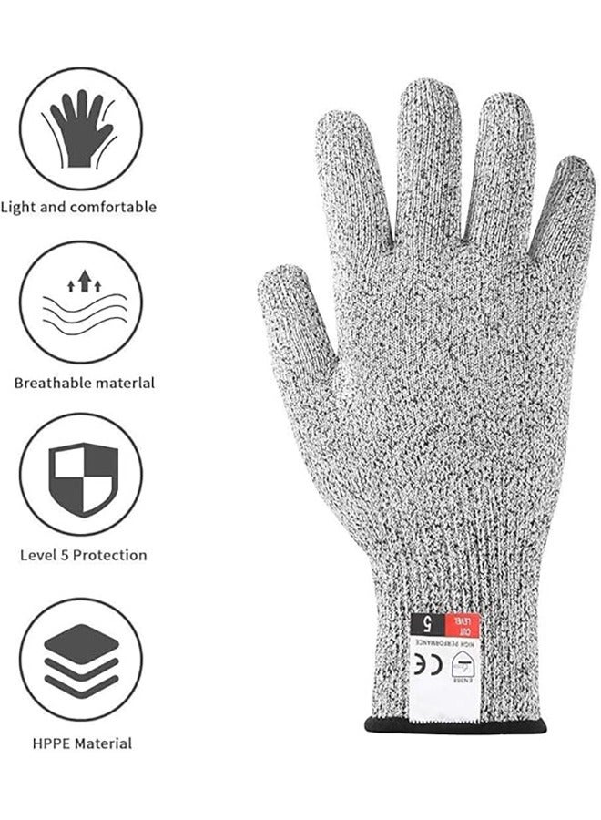 2 Pairs Cut Resistant Gloves,  High Performance Level 5 Protection for Kitchen, Premium Durable Safety Anti Cutting Gloves for Mandolin Slicing, Meat Cutting,Wood Carving (Size: M+L)  - Image 3