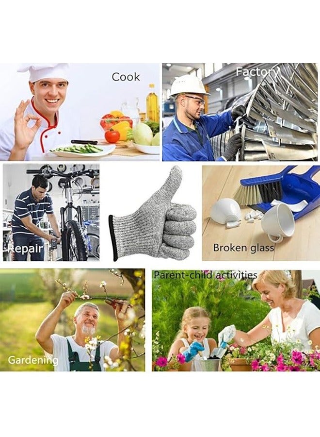 2 Pairs Cut Resistant Gloves,  High Performance Level 5 Protection for Kitchen, Premium Durable Safety Anti Cutting Gloves for Mandolin Slicing, Meat Cutting,Wood Carving (Size: M+L)  - Image 5