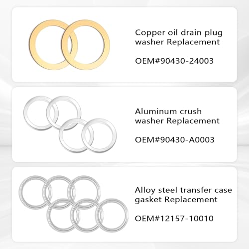 Aokdom 12PCS Oil Drain Plug Gasket,Crush Washer Oil Drain Plug Washer Replacement OEM#9043024003,1215710010,90430A0003,Transfer Case Differential Gasket Compatible with Lexus Toyota - Image 3