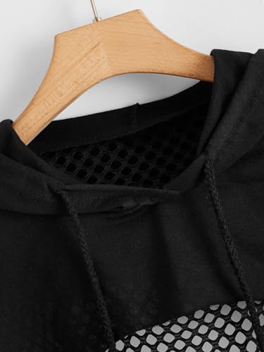 SweatyRocks Women's Casual Solid Cut Out Front Long Sleeve Pullover Crop Top Sweatshirt Solid Black 2XL - Image 3
