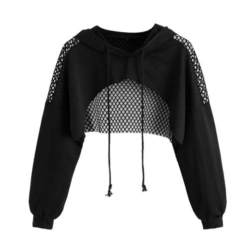 SweatyRocks Women's Casual Solid Cut Out Front Long Sleeve Pullover Crop Top Sweatshirt Solid Black 2XL - Image 5