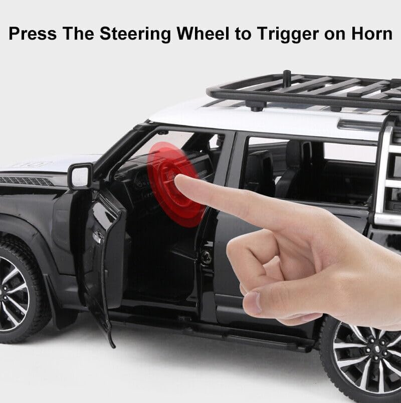 LONGMIRE Range Rover Defender 110 1:32 Scale Model Car Exclusive Alloy Metal Pull Back Die-cast Car Metal Pullback Toy car with Openable Doors & Light Music Best Gifts Toys Kids【Colors as Per Stock】 - Image 4